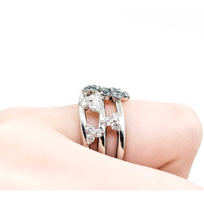 Ring 3-Row .46ctw Round Diamonds .33ctw Alexandrite 900pt 10.5mm sz7 9.68g 125030086