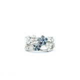  Ring 3-Row .46ctw Round Diamonds .33ctw Alexandrite 900pt 10.5mm sz7 9.68g 125030086