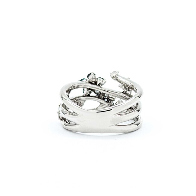 Ring 3-Row .46ctw Round Diamonds .33ctw Alexandrite 900pt 10.5mm sz7 9.68g 125030086