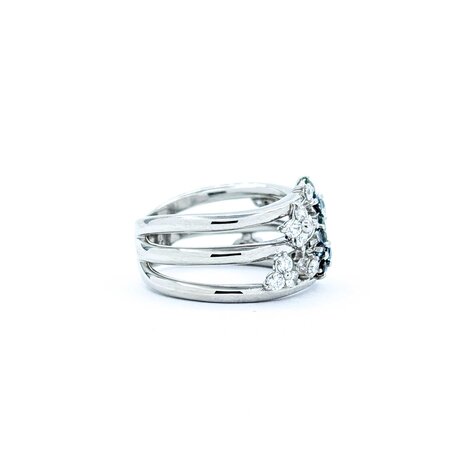 Ring 3-Row .46ctw Round Diamonds .33ctw Alexandrite 900pt 10.5mm sz7 9.68g 125030086