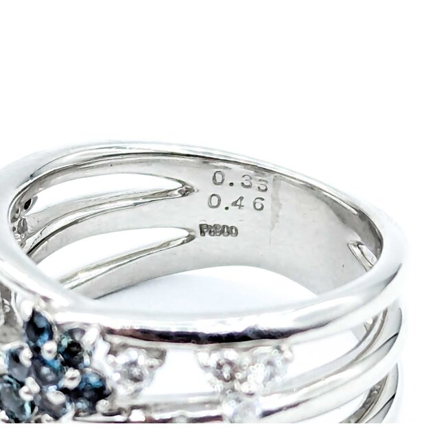 Ring 3-Row .46ctw Round Diamonds .33ctw Alexandrite 900pt 10.5mm sz7 9.68g 125030086