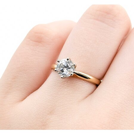 Ring Solitaire .97ct Round Diamond 14ky 2.3mm sz5.75 2.35g 125040008