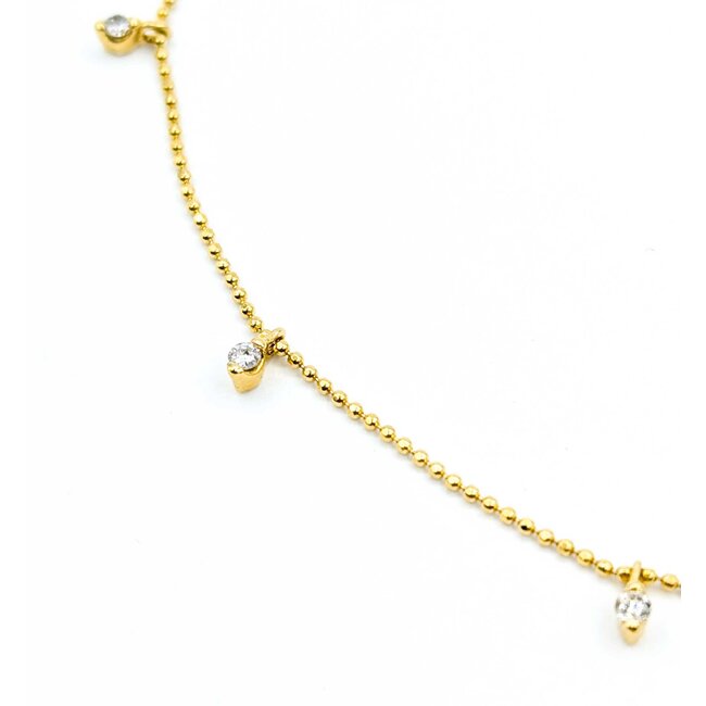 Anklet Station Charm 0.20ctw Round Diamonds 18ky 1mm 8.75" 2.26g 125030101