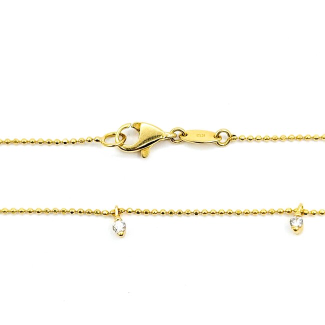 Anklet Station Charm 0.20ctw Round Diamonds 18ky 1mm 8.75" 2.26g 125030101