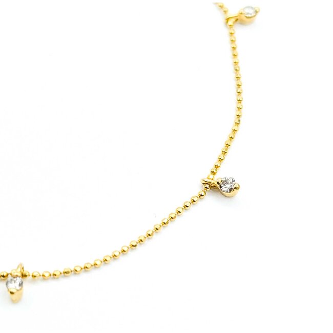 Anklet Station Charm 0.20ctw Round Diamonds 18ky 1mm 8.75" 2.26g 125030101