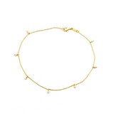  Anklet Station Charm 0.20ctw Round Diamonds 18ky 1mm 8.75" 2.26g 125030101