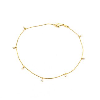 Anklet Station Charm 0.20ctw Round Diamonds 18ky 1mm 8.75" 2.26g 125030101
