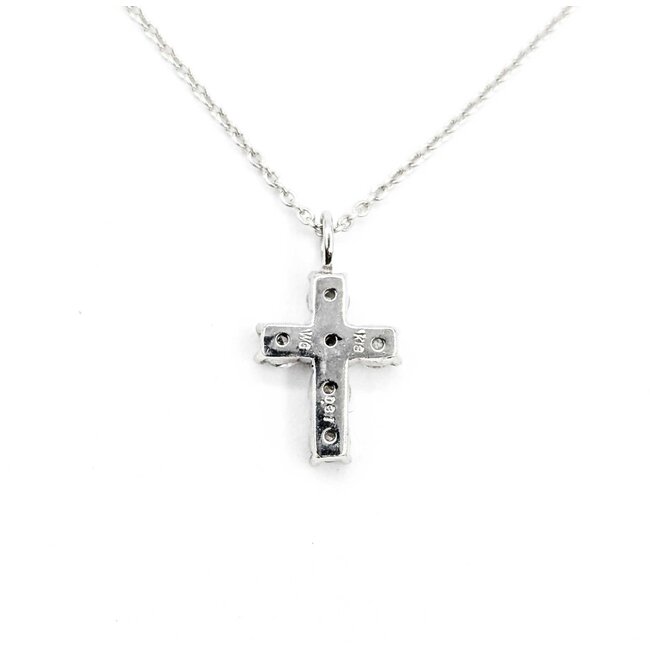 Necklace Cross 0.31ctw Round Diamonds 18kw 13.5x8mm 14.5-16" 2.2g 125030087