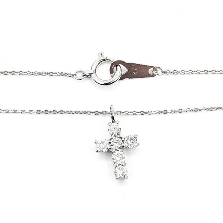 Necklace Cross 0.31ctw Round Diamonds 18kw 13.5x8mm 14.5-16" 2.2g 125030087