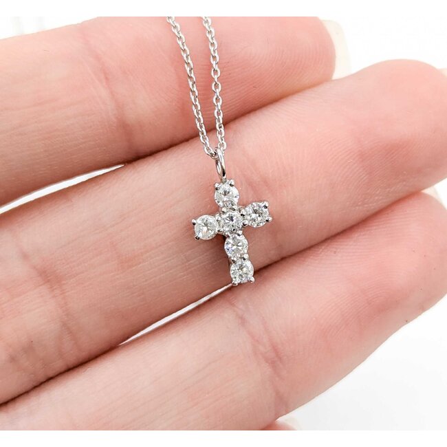 Necklace Cross 0.31ctw Round Diamonds 18kw 13.5x8mm 14.5-16" 2.2g 125030087