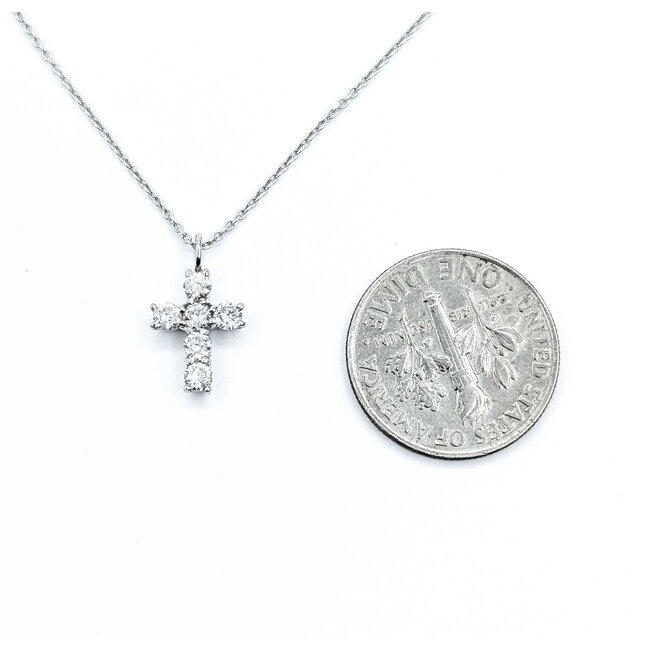 Necklace Cross 0.31ctw Round Diamonds 18kw 13.5x8mm 14.5-16" 2.2g 125030087