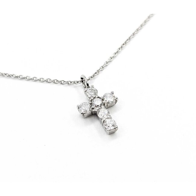 Necklace Cross 0.31ctw Round Diamonds 18kw 13.5x8mm 14.5-16" 2.2g 125030087