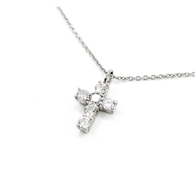 Necklace Cross 0.31ctw Round Diamonds 18kw 13.5x8mm 14.5-16" 2.2g 125030087
