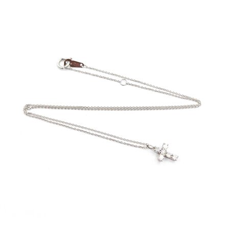 Necklace Cross 0.31ctw Round Diamonds 18kw 13.5x8mm 14.5-16" 2.2g 125030087