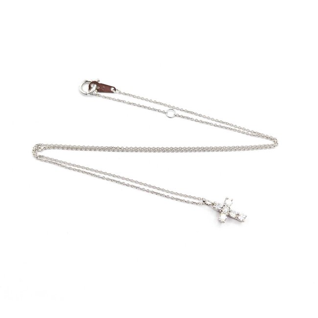 Necklace Cross 0.31ctw Round Diamonds 18kw 13.5x8mm 14.5-16" 2.2g 125030087