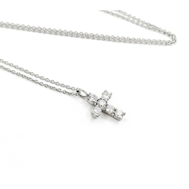 Necklace Cross 0.31ctw Round Diamonds 18kw 13.5x8mm 14.5-16" 2.2g 125030087
