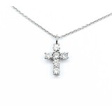  Necklace Cross 0.31ctw Round Diamonds 18kw 13.5x8mm 14.5-16" 2.2g 125030087