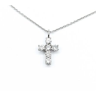 Necklace Cross 0.31ctw Round Diamonds 18kw 13.5x8mm 14.5-16" 2.2g 125030087