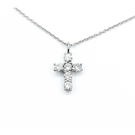 Necklace Cross 0.31ctw Round Diamonds 18kw 13.5x8mm 14.5-16" 2.2g 125030087