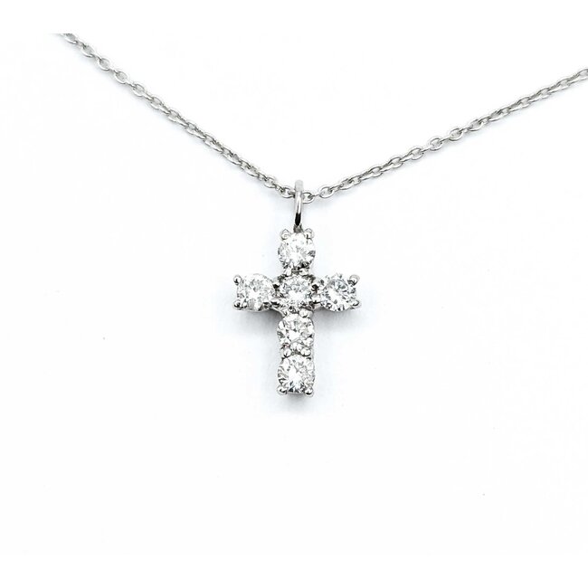 Necklace Cross 0.31ctw Round Diamonds 18kw 13.5x8mm 14.5-16" 2.2g 125030087