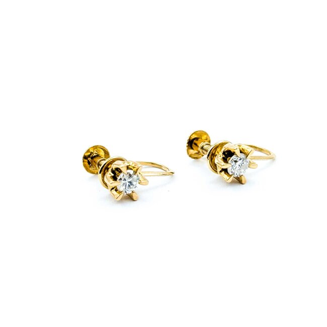 Earrings 6 Prong Screwback .25ctw Round Diamonds 18ky 1.59g 125030112