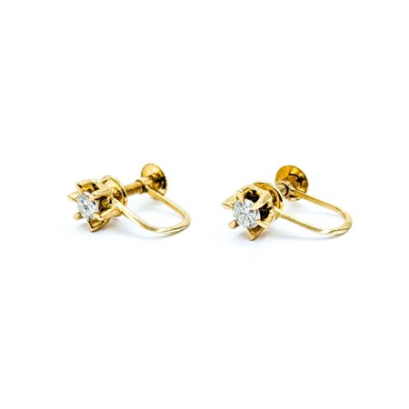 Earrings 6 Prong Screwback .25ctw Round Diamonds 18ky 1.59g 125030112