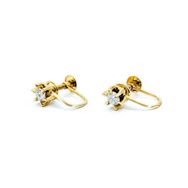Earrings 6 Prong Screwback .25ctw Round Diamonds 18ky 1.59g 125030112