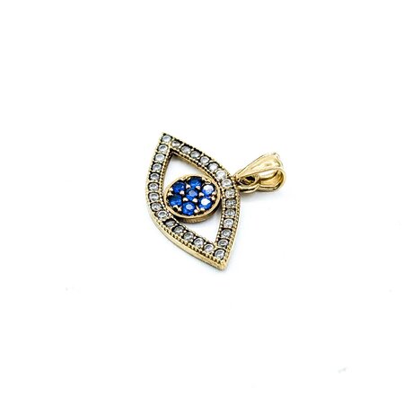 Pendant Evil Eye Synthetic Stones 10ky .9x.75" 1.39g 125030033