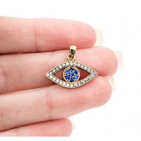 Pendant Evil Eye Synthetic Stones 10ky .9x.75" 1.39g 125030033