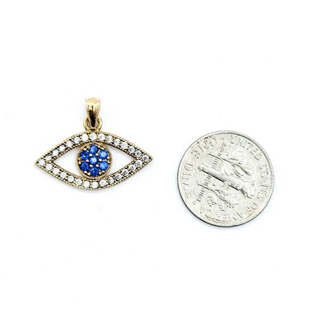 Pendant Evil Eye Synthetic Stones 10ky .9x.75" 1.39g 125030033