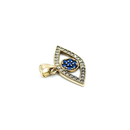 Pendant Evil Eye Synthetic Stones 10ky .9x.75" 1.39g 125030033
