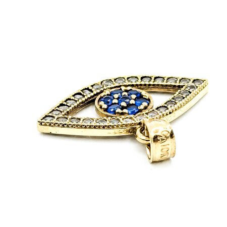 Pendant Evil Eye Synthetic Stones 10ky .9x.75" 1.39g 125030033