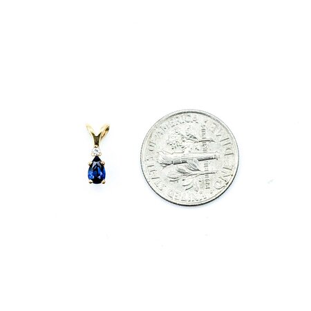 Pendant Drop .025ct Round Diamonds .3ct Synthetic Sapphire 14ky .4x.12" .34g 225030130