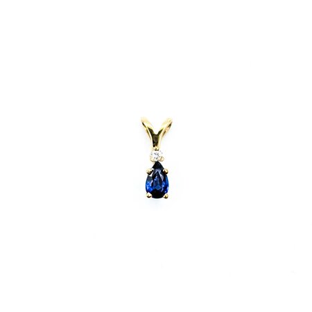 Pendant Drop .025ct Round Diamonds .3ct Synthetic Sapphire 14ky .4x.12" .34g 225030130