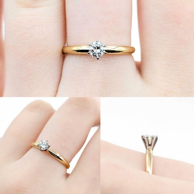 Ring Solitaire .25ct Round Diamond 18ky/Plat Sz7 2.45g 225040012