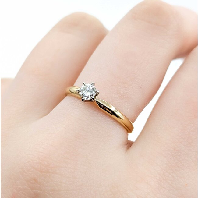Ring Solitaire .25ct Round Diamond 18ky/Plat Sz7 2.45g 225040012