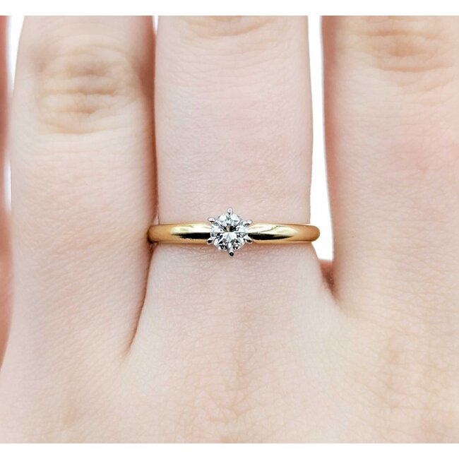 Ring Solitaire .25ct Round Diamond 18ky/Plat Sz7 2.45g 225040012