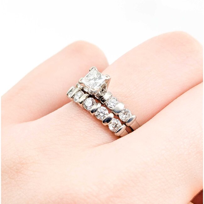 Ring Set Bar Set .50ct Princess Diamond .72ctw Diamonds 14kw Sz5 4.80g 125040006
