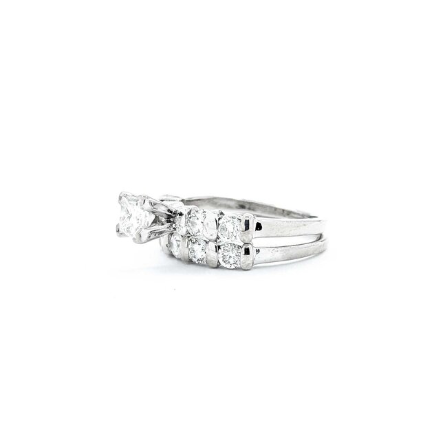 Ring Set Bar Set .50ct Princess Diamond .72ctw Diamonds 14kw Sz5 4.80g 125040006