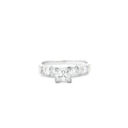 Ring Set Bar Set .50ct Princess Diamond .72ctw Diamonds 14kw Sz5 4.80g 125040006