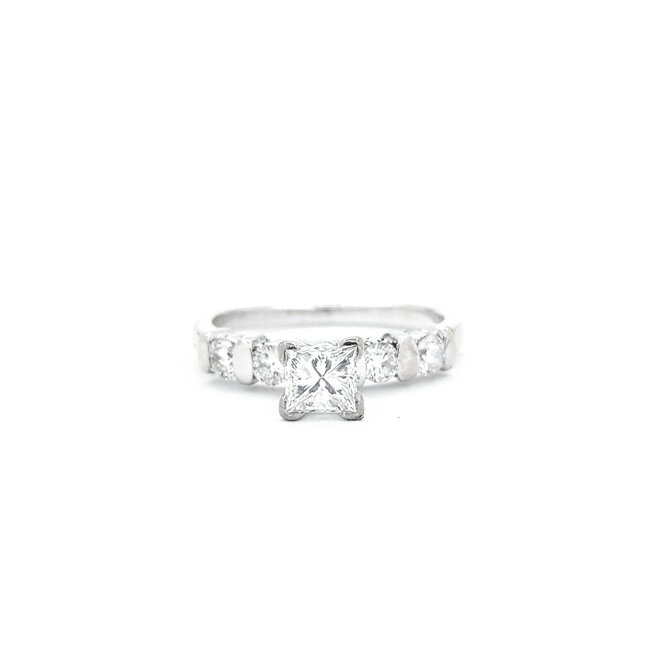 Ring Set Bar Set .50ct Princess Diamond .72ctw Diamonds 14kw Sz5 4.80g 125040006