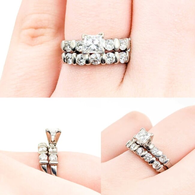 Ring Set Bar Set .50ct Princess Diamond .72ctw Diamonds 14kw Sz5 4.80g 125040006