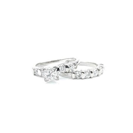 Ring Set Bar Set .50ct Princess Diamond .72ctw Diamonds 14kw Sz5 4.80g 125040006