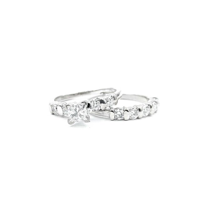 Ring Set Bar Set .50ct Princess Diamond .72ctw Diamonds 14kw Sz5 4.80g 125040006