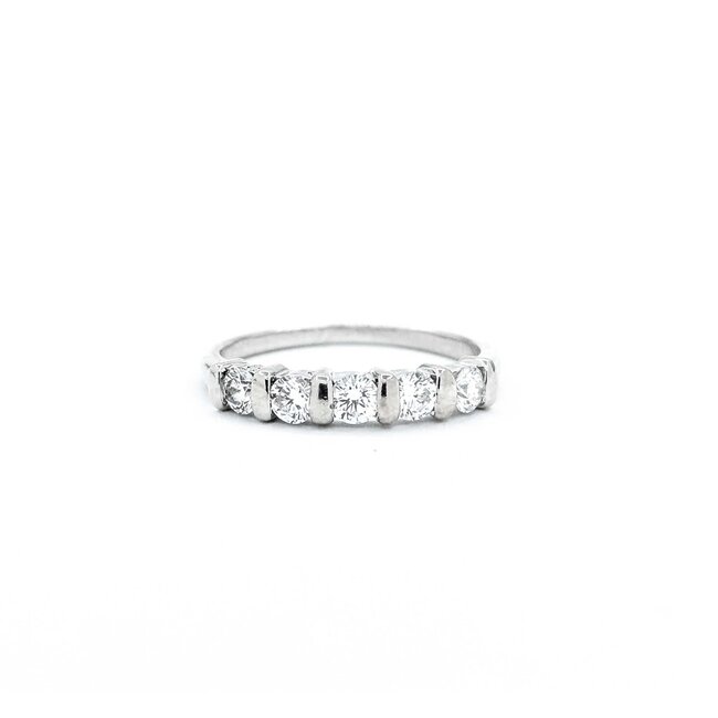 Ring Set Bar Set .50ct Princess Diamond .72ctw Diamonds 14kw Sz5 4.80g 125040006