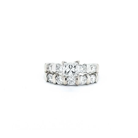 Ring Set Bar Set .50ct Princess Diamond .72ctw Diamonds 14kw Sz5 4.80g 125040006