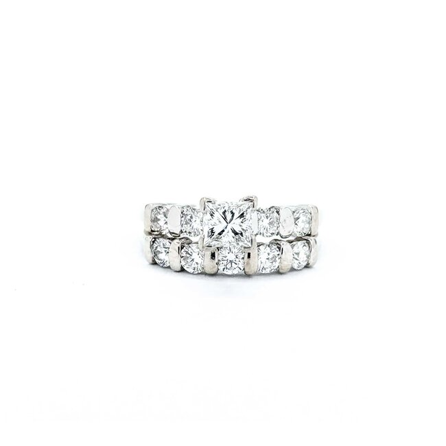 Ring Set Bar Set .50ct Princess Diamond .72ctw Diamonds 14kw Sz5 4.80g 125040006