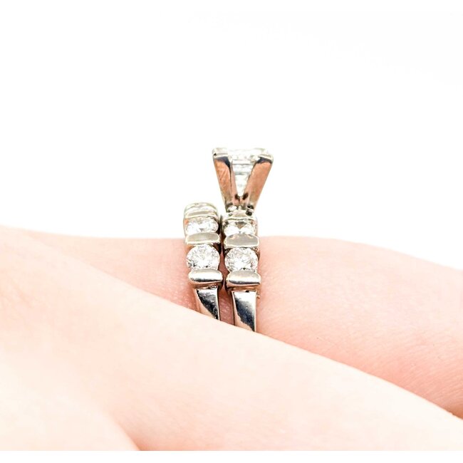 Ring Set Bar Set .50ct Princess Diamond .72ctw Diamonds 14kw Sz5 4.80g 125040006