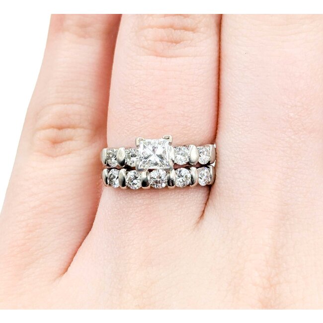 Ring Set Bar Set .50ct Princess Diamond .72ctw Diamonds 14kw Sz5 4.80g 125040006