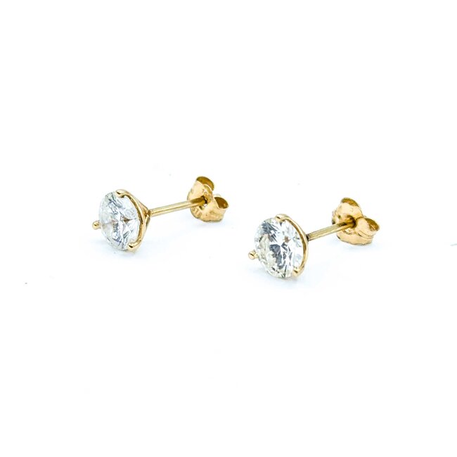 Earrings Stud Friction Back 1.00ctw Round Diamonds 14ky 5.25mm .88g 125040003